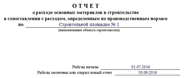 Образец заполнения формы М-29