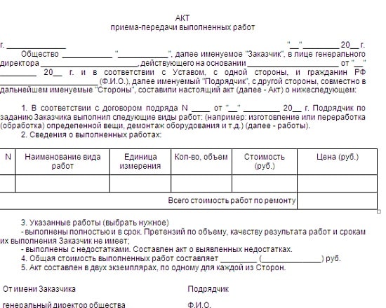 Акт выполненных работ. Как правильно составить
